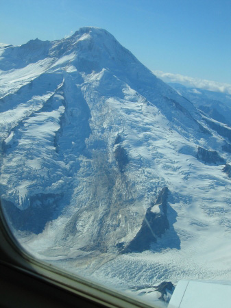Recent avalanche on the east flank of Iliamna volcano, as seen from airplane.