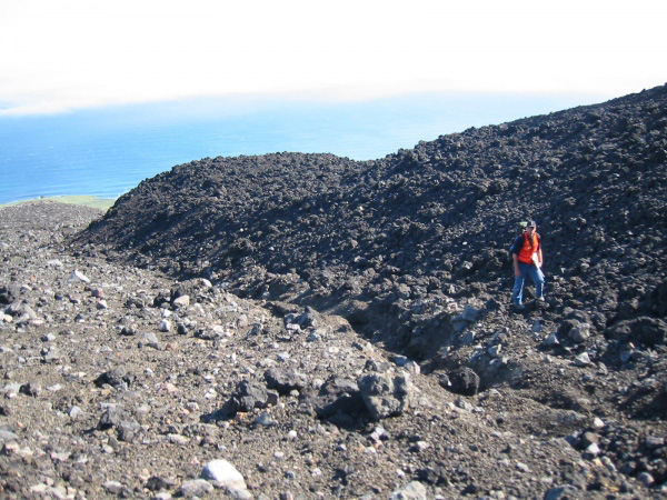 1980s-era basaltic lava flow on the south flank of Gareloi Volcano. Brandon Browne for scale.