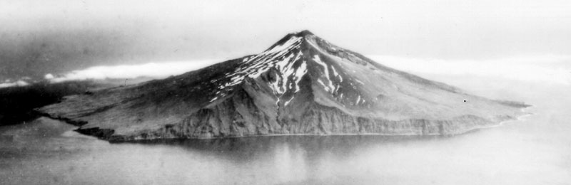 Low-oblique aerial view of Gareloi Island from the west.