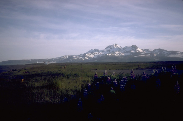 Frosty, a 1,920-m-high (6,299 ft) stratovolcano at the southwest end of the Alaska Peninsula. Photograph by S. McNutt, Lamont-Doherty Geological Observatory, July, 1980.