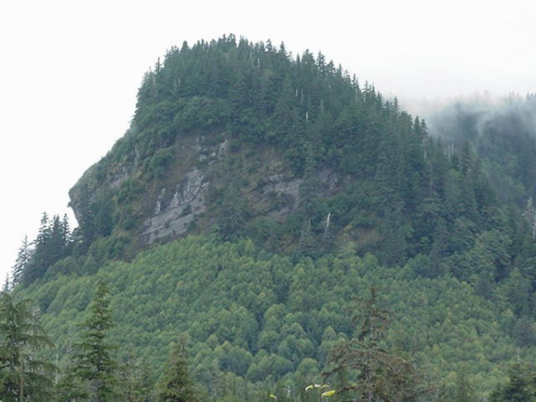 View of Painted Peak's west flank, a volcanic feature that is part of the Behm Canal-Rudyerd Bay volcanic center.