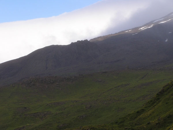 Southeasternmost lava dome on the flanks of Mount Cleveland. The view is from the east-northeast.