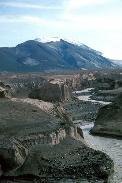 River Lethe in Katmai National Park and Preserve, Valley of Ten Thousand Smokes. Mt. Griggs in the background. Taken from Confluence Overlook. 