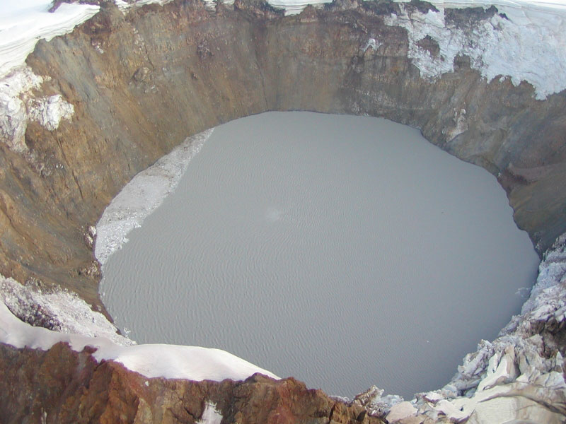 Crater lake at summit of Chiginagak Volcano, August 20, 2005.