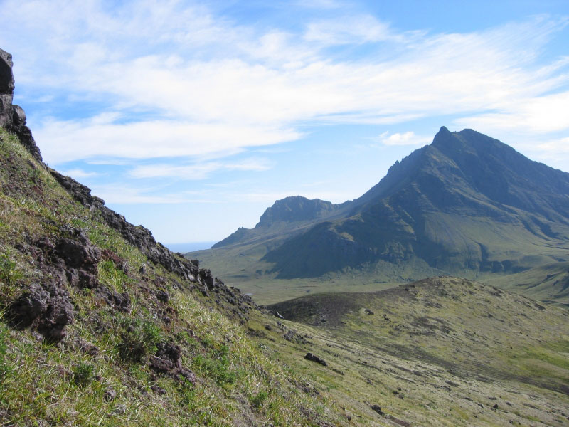 Ragged Top, Semisopochnoi Caldera, view from the east flank of Cerberus.