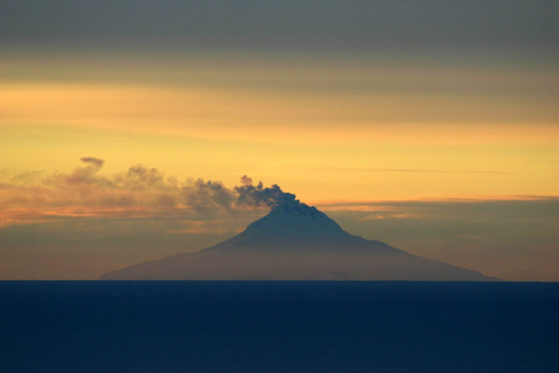 Images of Augustine Volcano and ash from Augustine's January 17, 2006 eruption, taken by Carla Stanley in Homer, Alaska.