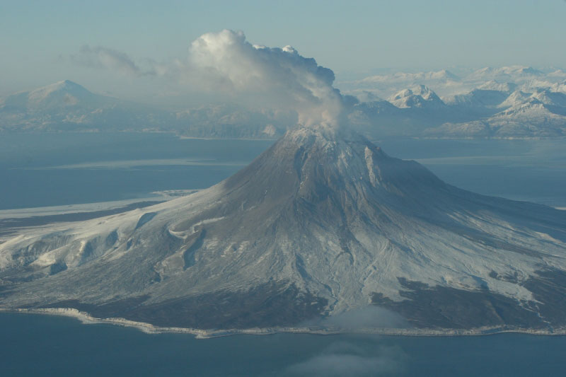 Augustine Volcano on January 24, 2006.  Photo looking toward south flank of volcano.