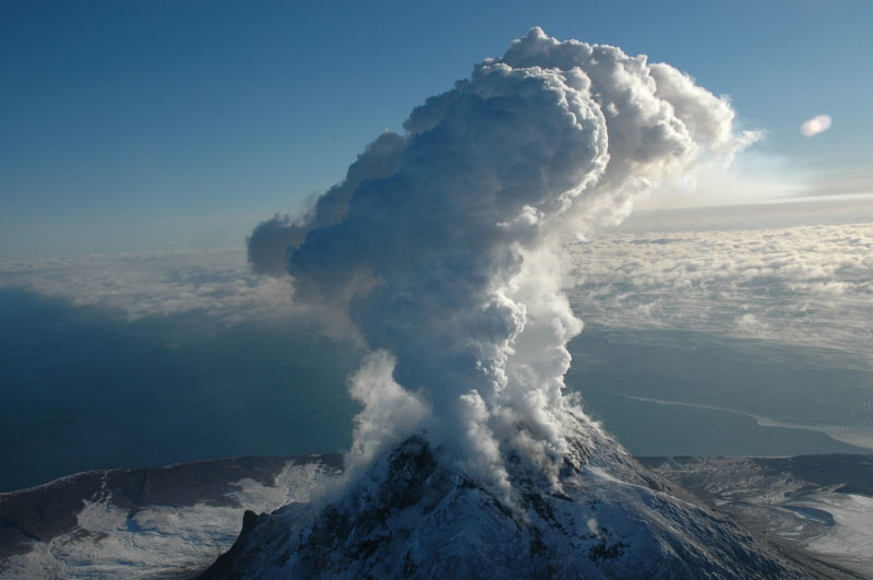 View of Augustine's summit as seen from a helicopter FLIR flight.