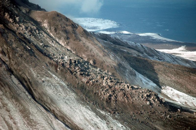 View from the east of the northeast lava flow. Note the flow levees ...