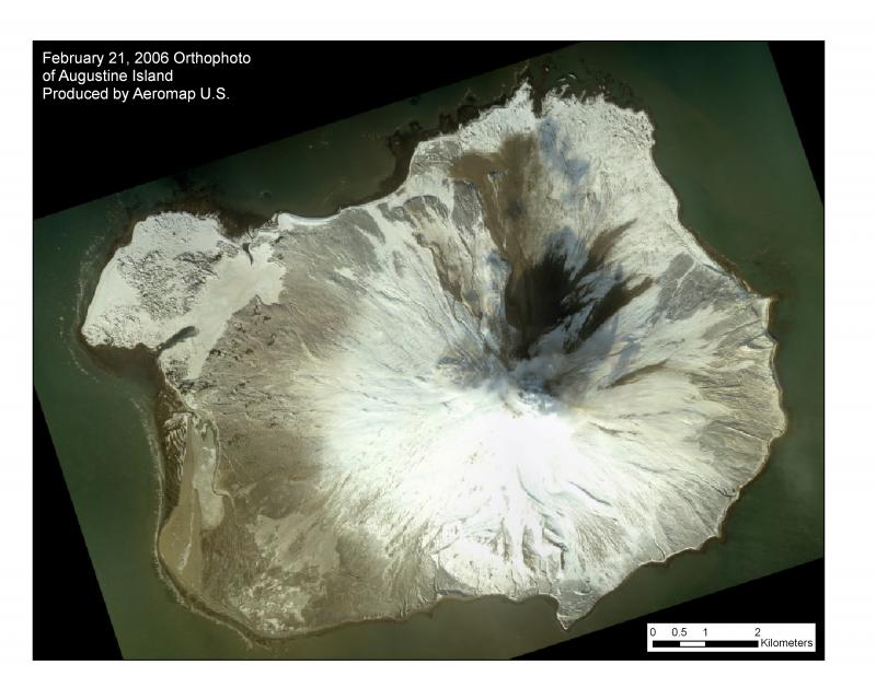 Orthophoto of Augustine Island, from 1:36,000-scale vertical aerial photographs taken February 21, 2004.