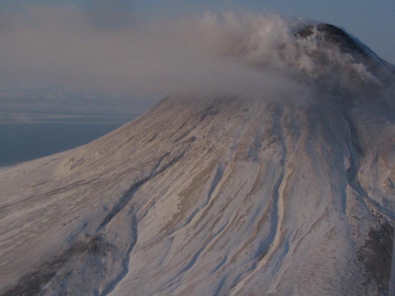 Aerial view of the northeast slope of Augustine Volcano.