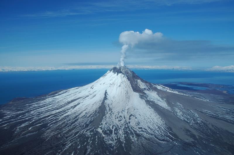 Oblique photo of Augustine Volcano viewed from the east.