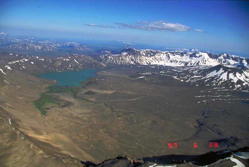 Aerial view to SE of Aniakchak caldera.