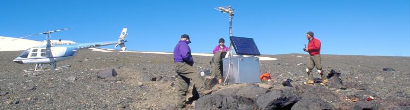 Installation of Aniakchak seismic station (Aniakchak Peak, Aniakchak caldera