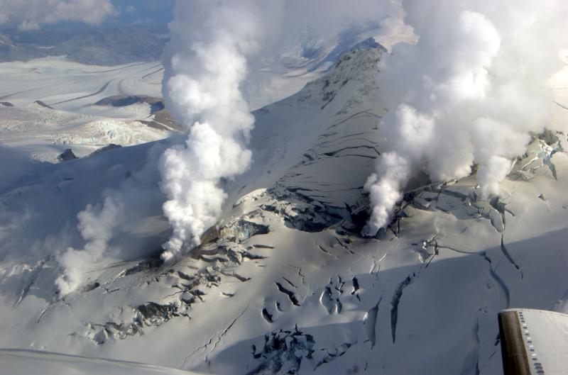 Fumaroles on west side of Fourpeak Volcano