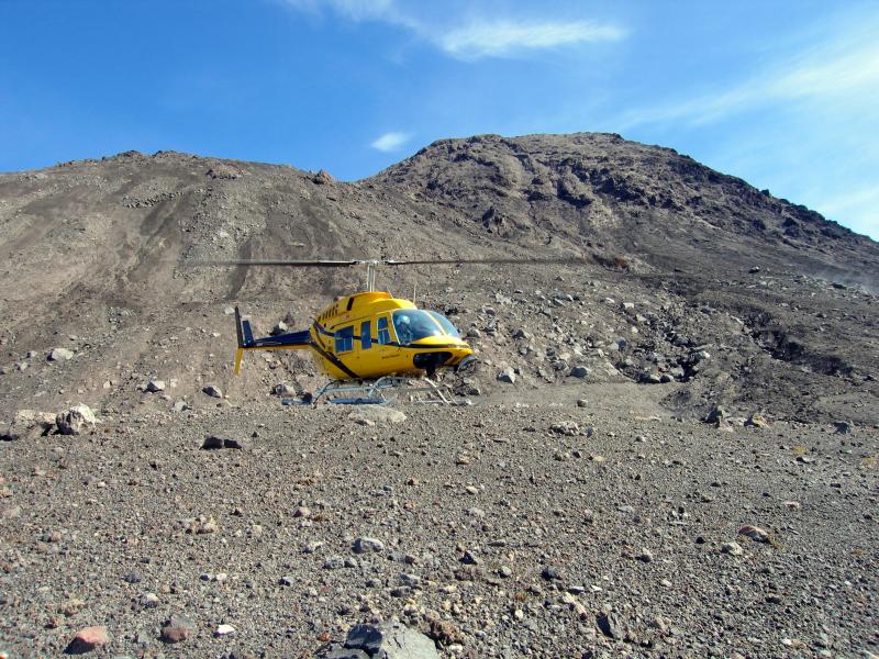 Helicopter on SW flank of Augustine Volcano.