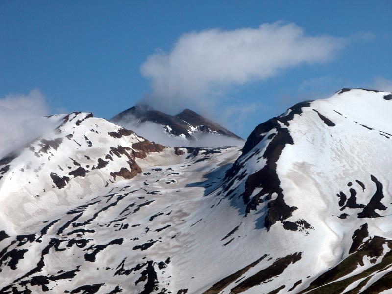 Summit photograph of Akutan volcano.