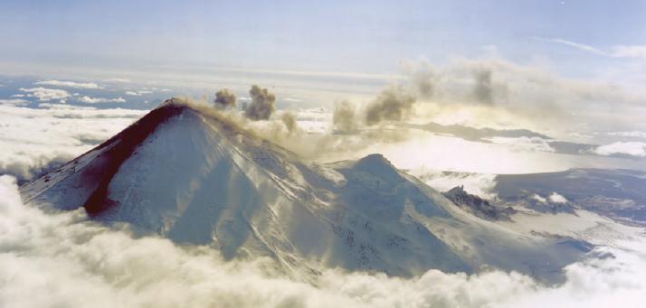 Photograph of Pavlof Volcano during a Strombolian eruption in 1996.