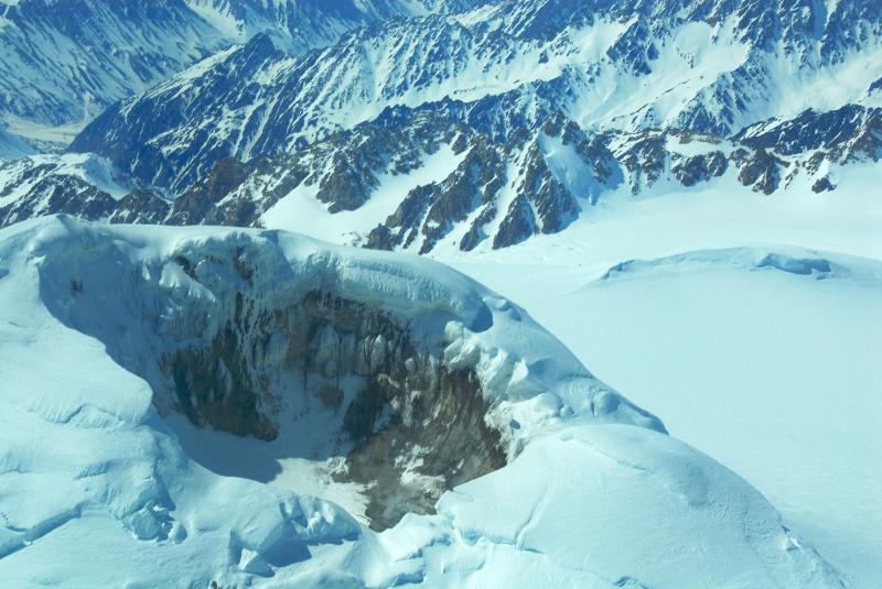 View of Mt Spurr summit crater taken by Paul Claus, Ultima Thule Outfitters, May 2008.