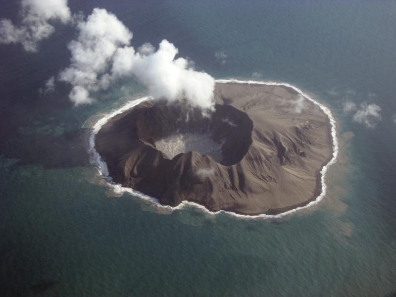 Kasatochi volcano as seen from 17,000 feet ASL.				