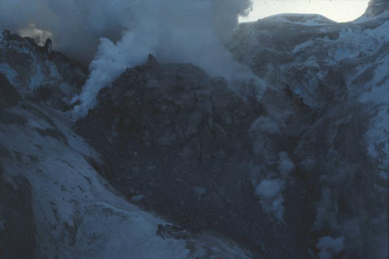 Lava dome that grew in the summit crater of Redoubt volcano between January 10 and February 15, when it failed. This was the second largest dome of the 1989=90 eruption.