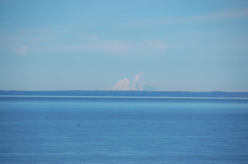 	Image of Redoubt steaming, taken April 3, 2010 from the Seward Highway south of Anchorage, north of McHugh Creek, looking west across Turnagain Arm.			
