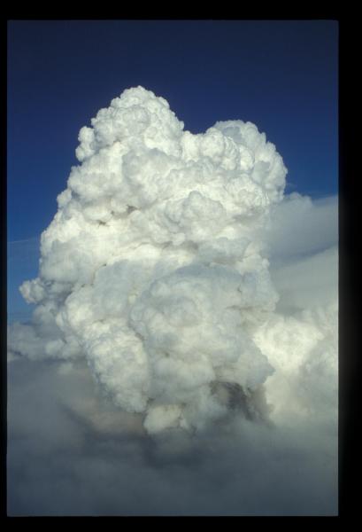 Westdahl eruption 1991. Eruption plume view to the North. 