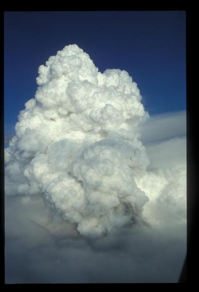 Westdahl eruption 1991. Eruption plume view to the north. 