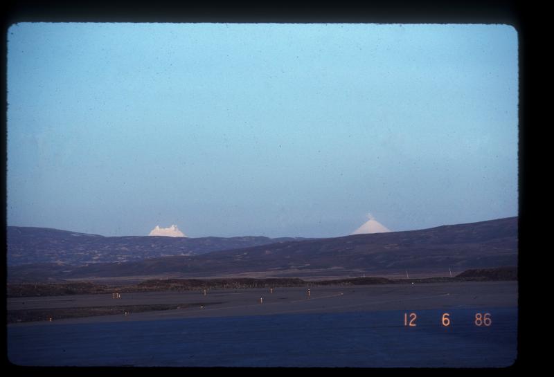 Emmons Lake Volcanic Center 1986. Pavlof and Hague. Photograph courtesy of Betsy Yount. 