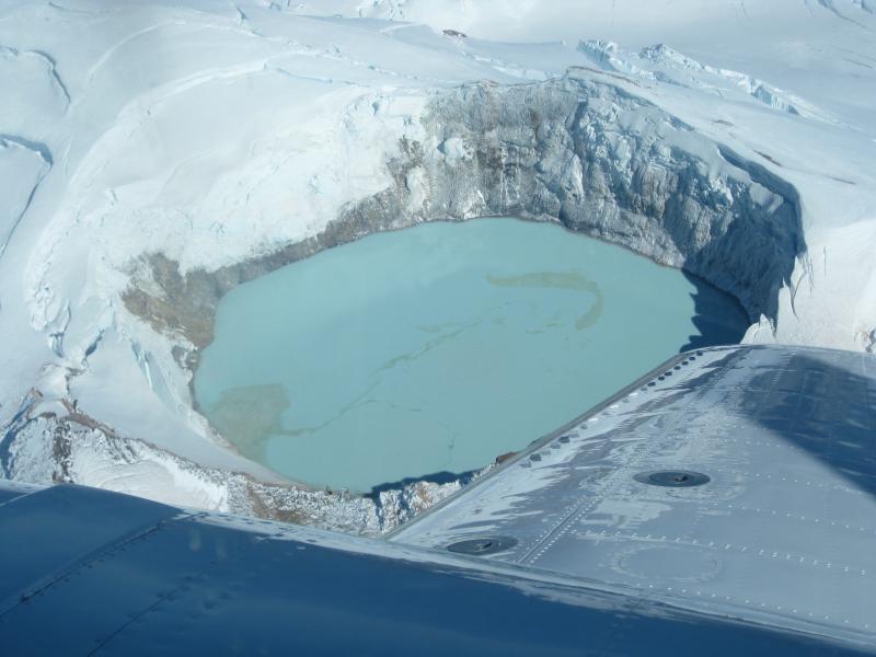 Douglas volcano's crater lake.			