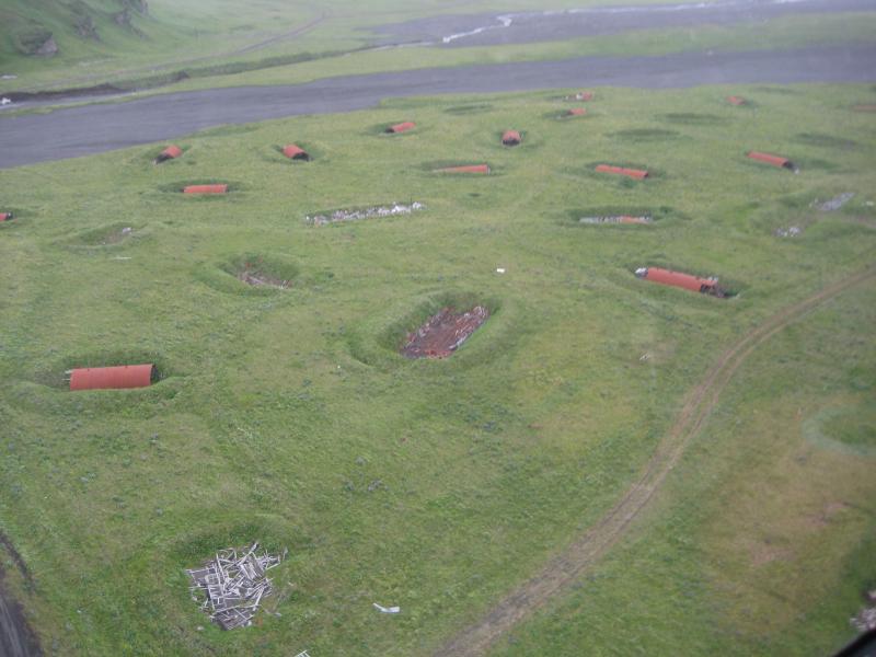 Okmok, 2010. Fort Glenn WWII-era Quonset huts.