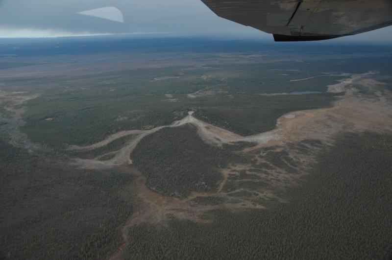				Aerial view of Upper Klawasi mud volcano.  View from the east.