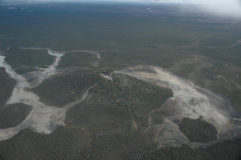 								Aerial view of Shrub mud volcano.  View from the southwest.