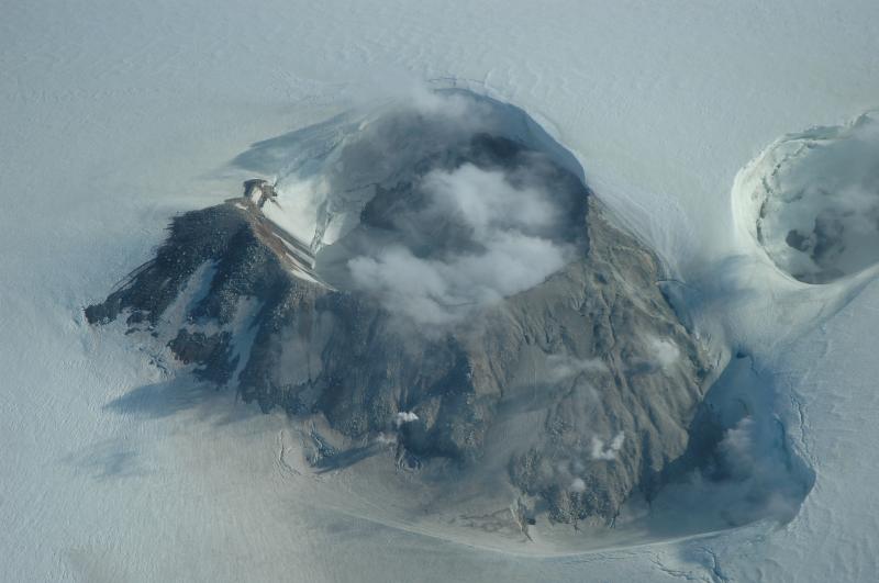 Aerial image of Makushin Volcano
