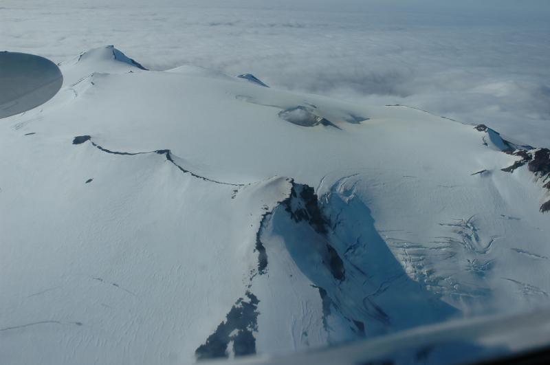 Aerial image of Makushin Volcano