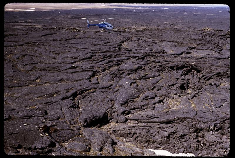Basaltic lava flows of Imuruk Lake, Seward Peninsula, Alaska. Photograph courtesy of Jim Clough, Alaska Division of Geological & Geophyiscal Surveys.
