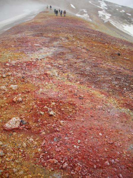 Photograph of fossil fumarole within the Valley of Ten Thousand Smokes, Katmai National Park and Preserve, Alaska. Photograph courtesy of Adrienne Kentner.