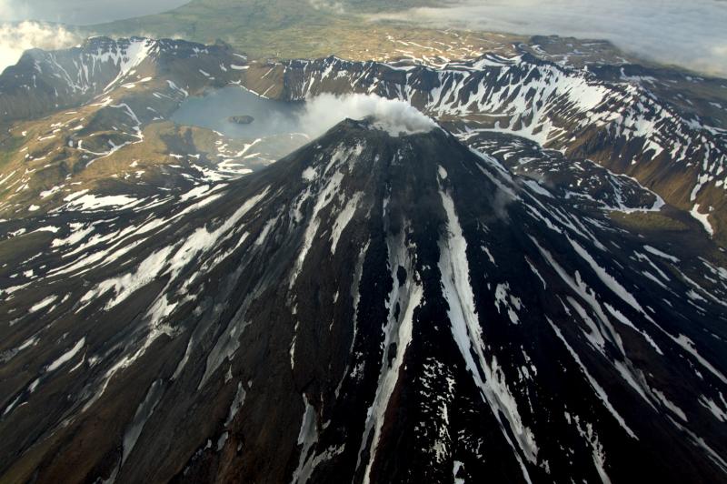 Kanaga Volcano, with a view of older Kanaton ridge behind.