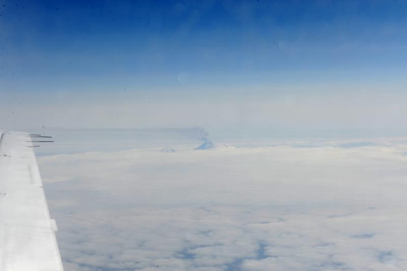 Pavlof eruption plume, May 15, 2013. Photograph courtesy of Ruth Carter.