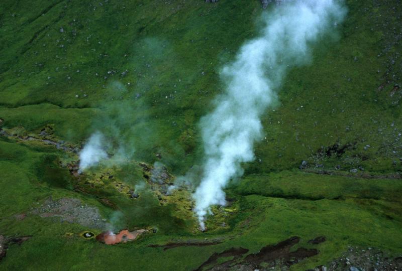 Steaming hot springs on Umnak Island, between Okmok and Rechesnoi.