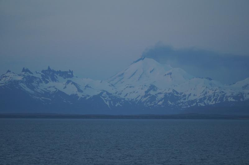 View of Pavlof eruption, evening of June 1, 2014, as seen from Cold Bay. Photograph courtesy of Robert Stacy.