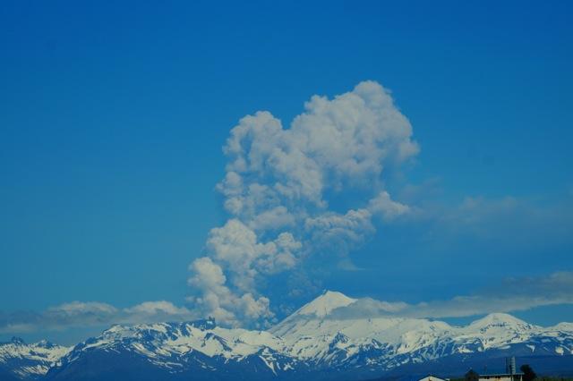 View of Pavlof eruption on the afternoon of June 2, 2014, as seen from Cold Bay. Cold Bay is approximately 36 miles SW of Pavlof. Photograph courtesy of Robert Stacy.