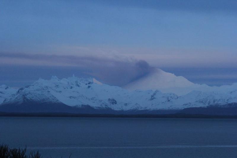 Pavlof in eruption as viewed from Cold Bay on the evening of November 12, 2014.