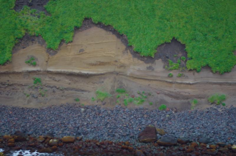 Thick pyroclastic sequence in coastal bluffs of Carlisle Volcano as viewed from the helicopter. Photographs from the 2014 Islands of Four Mountains project. 