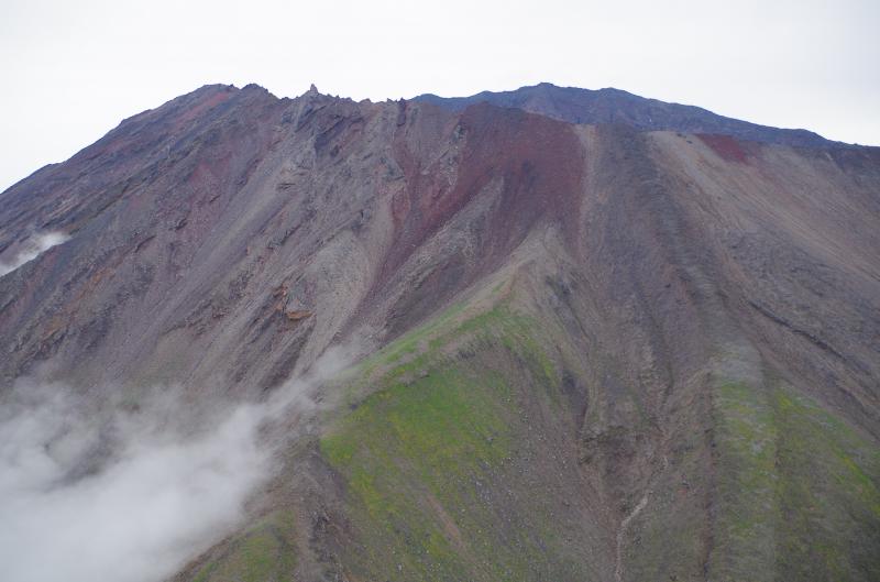View to the NE flank of Herbert Volcano, Central Aleutians. Photo taken during the 2014 field season of the Islands of Four Mountains multidisciplinary project, work funded by the National Science Foundation, the USGS/AVO, and the Keck Geology Consortium.