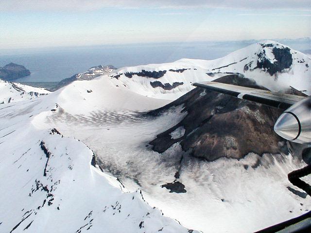 Oblique airphoto of Akutan, taken during 2000.