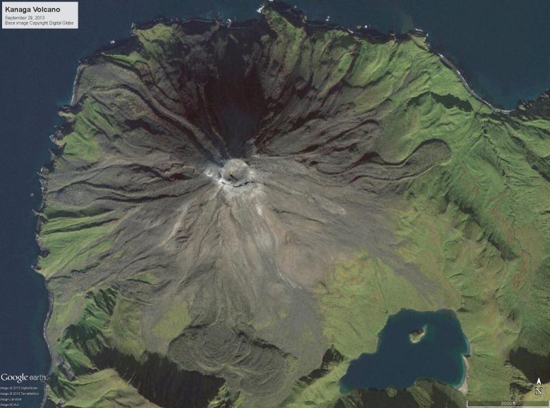 Worldview satellite image of Kanaga Volcano collected on September 29, 2013.