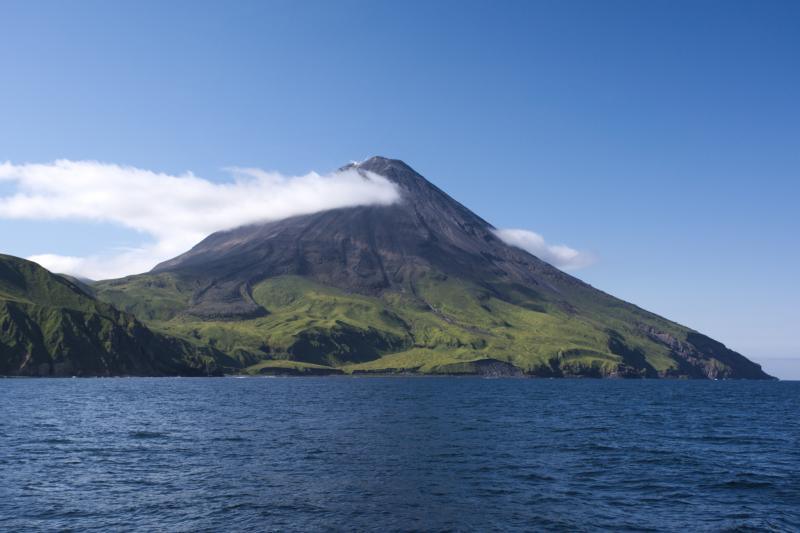 Kanaga Volcano viewed from the northeast. 2015 Western Aleutians AVO-USGS, NSF Geoprisms and Deep Carbon Observatory collaboration.