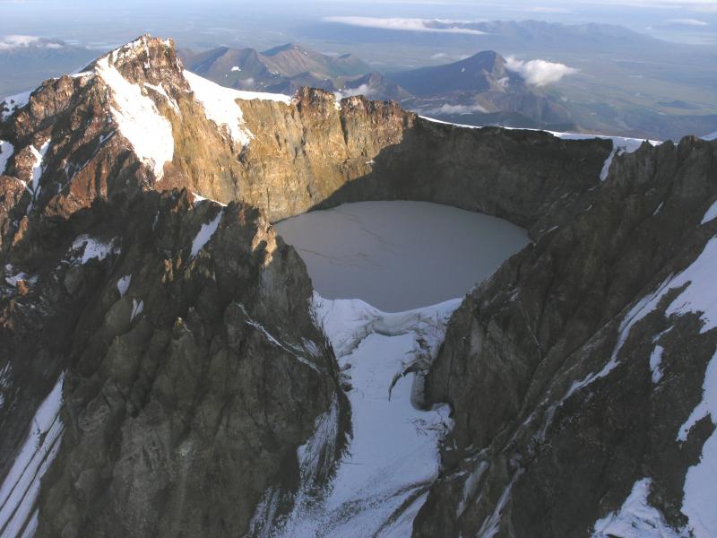 Summit crater lake, Chiginagak volcano.