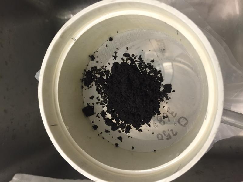 Processing samples of the March 28, 2016 Pavlof ash from Nelson Lagoon.